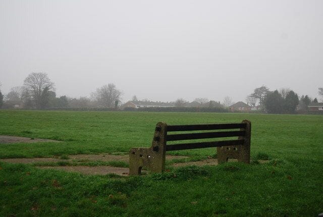 A bench on the recreation grounds off The Ridgeway, Southborough