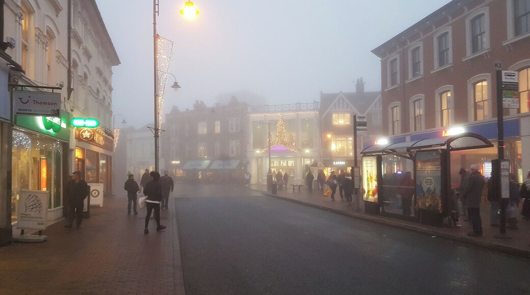 December 2016
A foggy morning in Royal Tunbridge Wells, my home town,
The weather made the image almost look as if it was taken in a different era, The giveaway of course being illuminated shop signs.