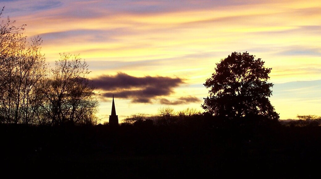 Kegworth at sunset from the Soar bridge.