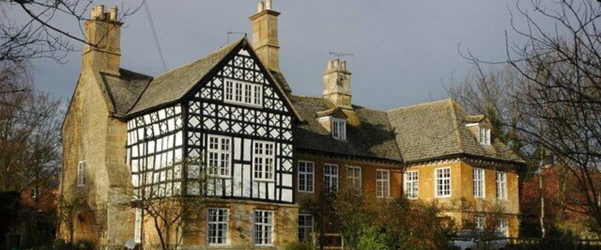 The Old Rectory, Dumbleton, near to Dumbleton, Gloucestershire, Great Britain. The Old Rectory in Dumbleton is a substantial building dating from around 1700 with the south wing being half-timbered and dating from the late 16th century. The house is now divided into two.