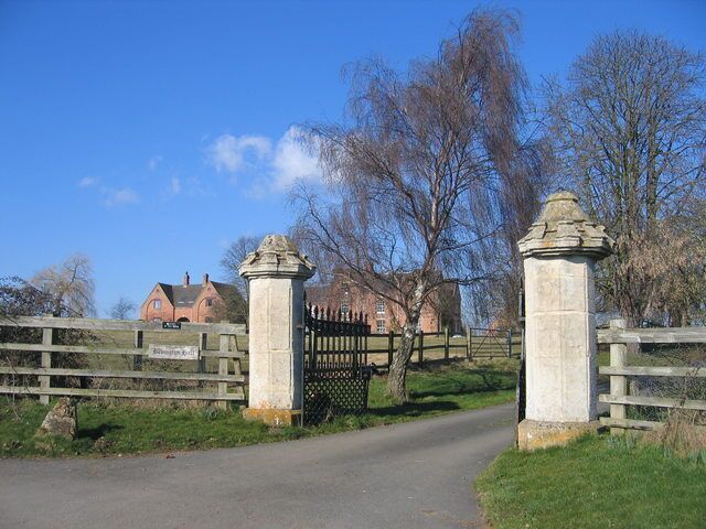 Gateway to Bevington Hall. Looking north with the hall itself in the distance.