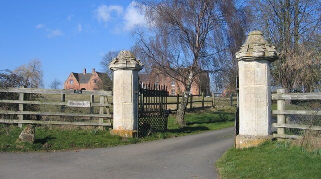 Gateway to Bevington Hall. Looking north with the hall itself in the distance.