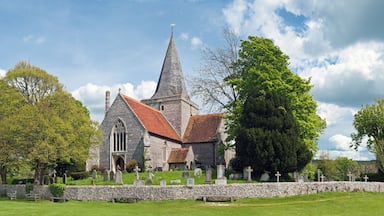 St Andrew's parish church, Alfriston, East Sussex, seen from the southwest. 3 by 5 segment stitched panoramic image taken by myself with a Canon 5D and 70-200mm f/2.8L lens at 70mm.