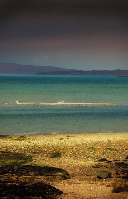 Kilfinan Bay, Loch Fyne The sandbank at high tide.