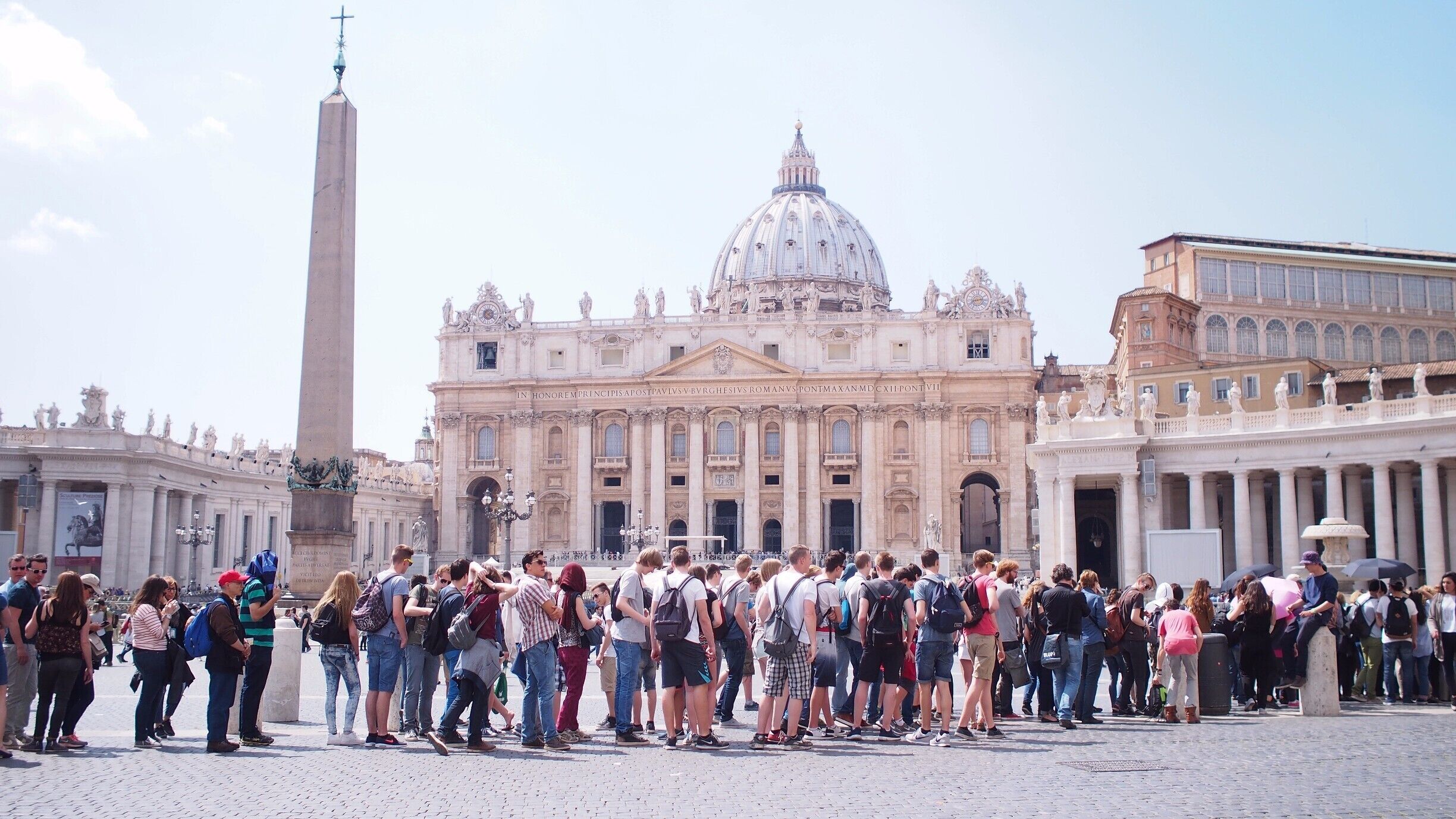If you're thinking about visiting St Peter's Basilica, and want to avoid queues like this, be early!  Even if the basilica can hold up to 20000 people, the two safety check machines can not. I believed that if I go late, around 5pm there will be no more queues - I was wrong and missed the basilica.