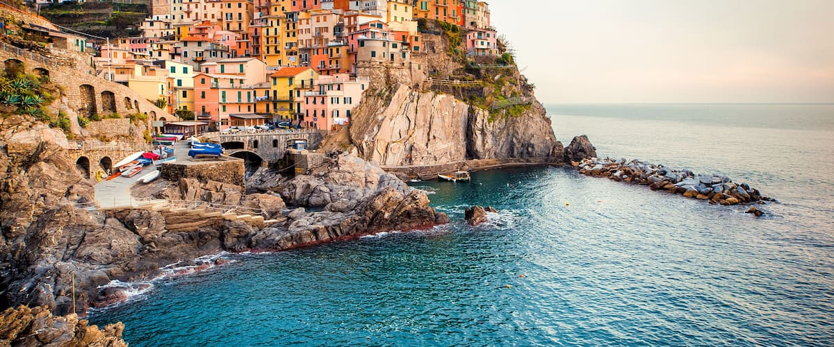 View of Manarola. Manarola is a small town in the province of La Spezia, Liguria, northern Italy