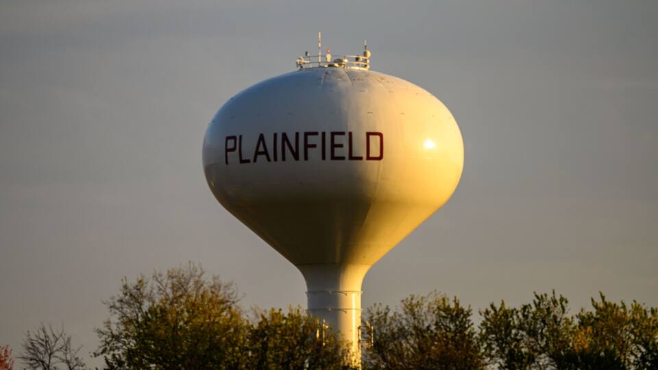 Plainfield Water Tower at Sunset