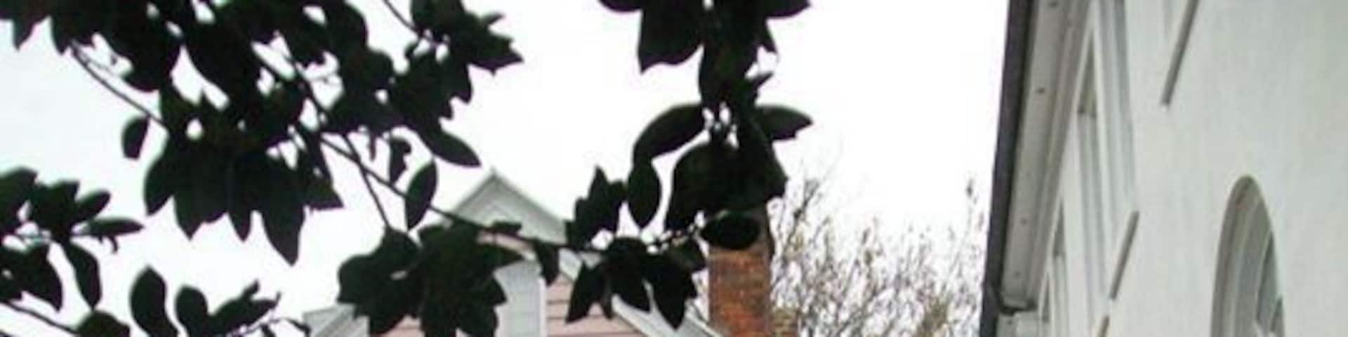 Off Wragg Park Street is this Church and pink house. Beautiful in the Spring.