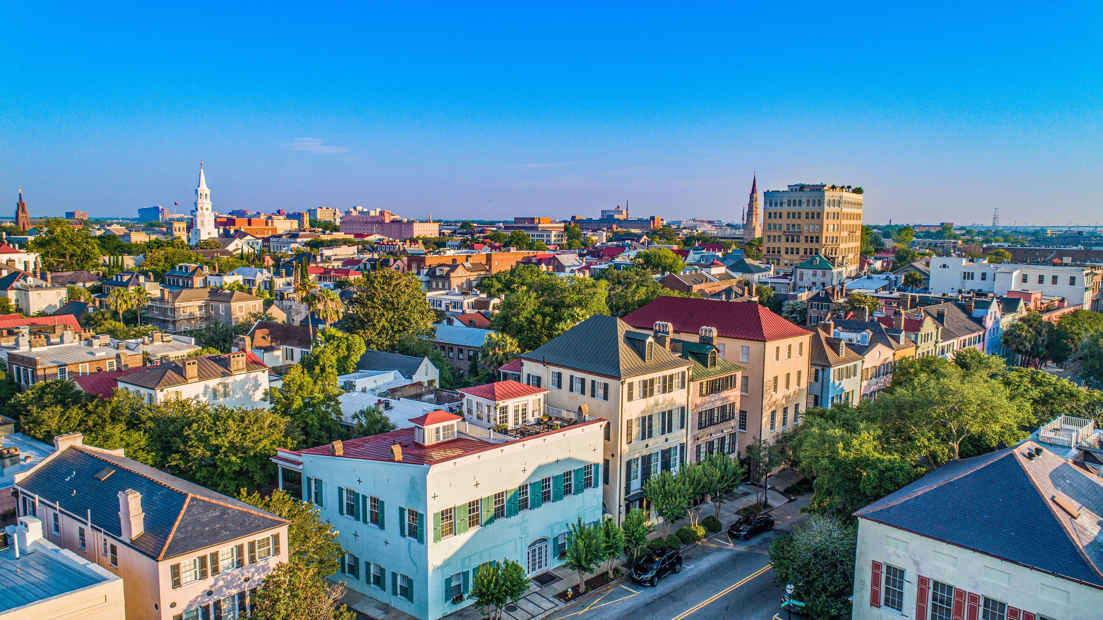 Rainbow Row in Charleston South Carolina SC.