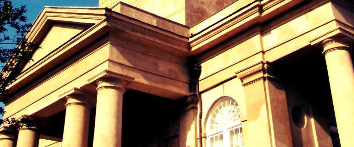 One of prettiest churches in downtown Charleston. The bells that were once housed in the steeple were melted down into cannons, with the promise that once the Civil War was over they would be replaced. It would be nearly 100 years before the bells were replaced. Only four of eleven were actually replaced. Also during the Civil War the steeple was used as a target by Yankees, causing much damage to the steeple and church. Blessedly, the church has survived and still present in Charleston to show pride and resilience in the face of adversary.