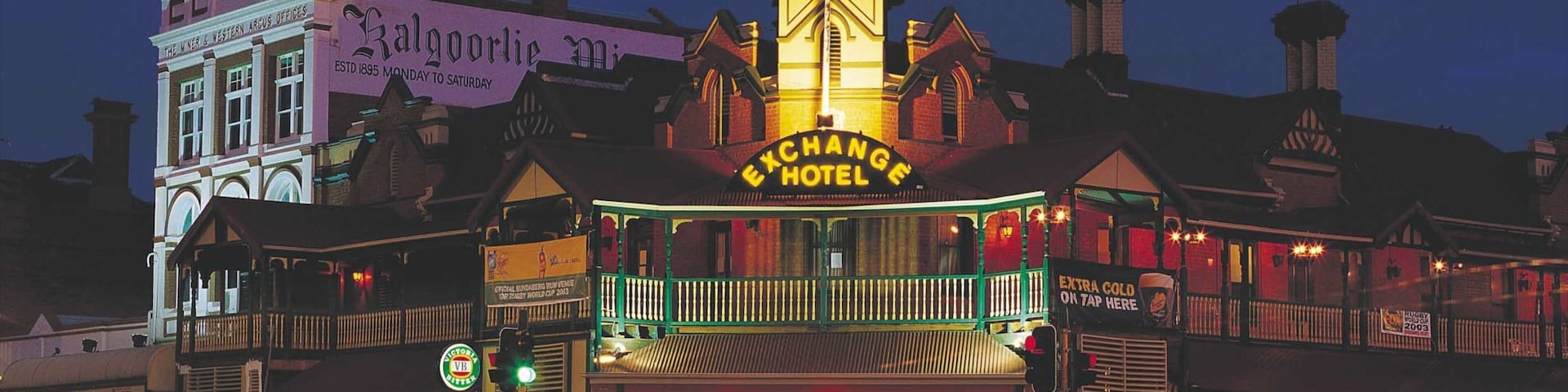 Kalgoorlie - Boulder which includes night scenes, a hotel and a city