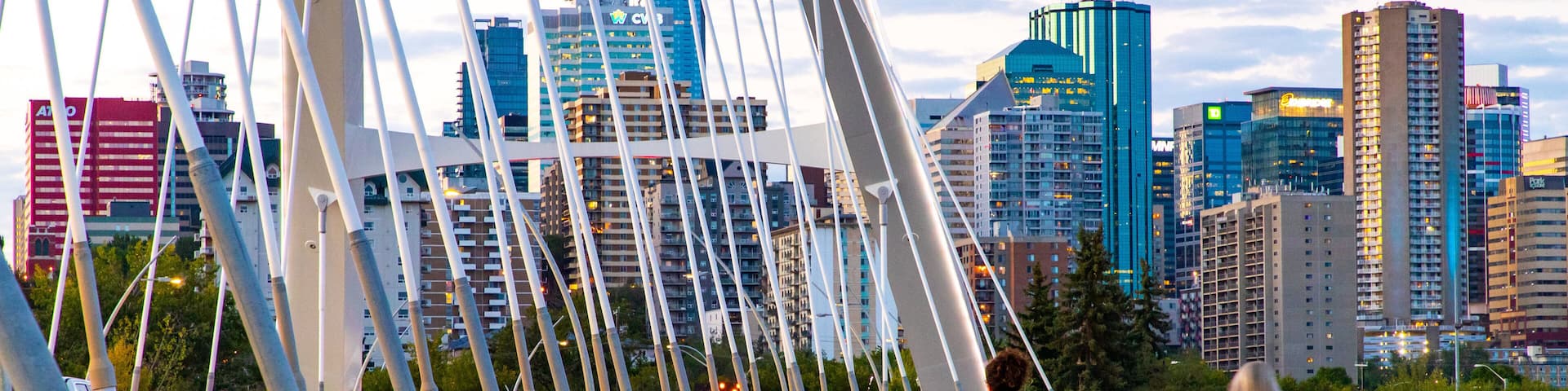 Edmonton which includes a city, a bridge and a sunset