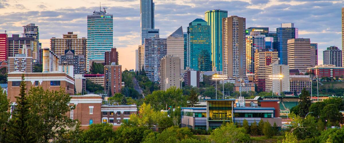 Edmonton featuring a city, a sunset and landscape views
