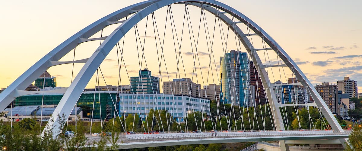 Edmonton which includes a park, a sunset and a bridge