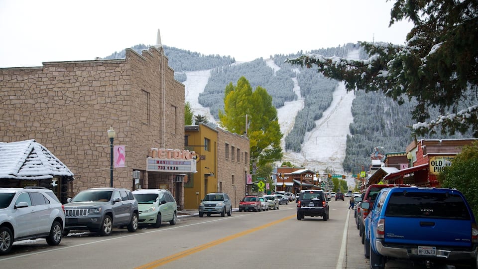Jackson Hole featuring a small town or village, snow and street scenes
