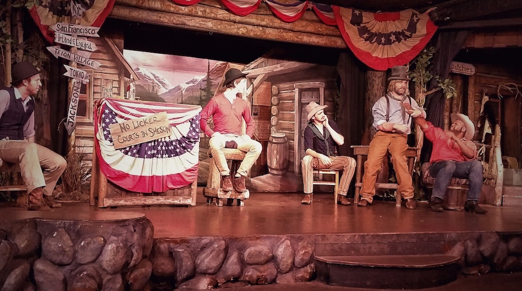 Dinner and a show...
Singing Cast members are your waitress and waiter's.
Great old west saloon and playhouse.
Check this out when you are breezing through Jackson, lots of fun..