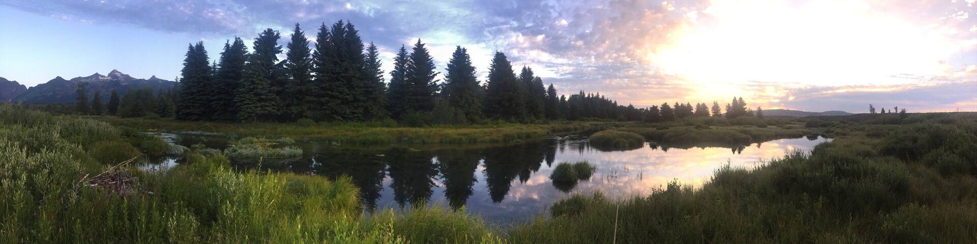 When you visit Jackson Hole, be sure to hit the trails before sunrise, you can find some solitude, stunning scenery, and for the fly fisherman, some of the worlds best trout streams.. #LifeAtExpedia