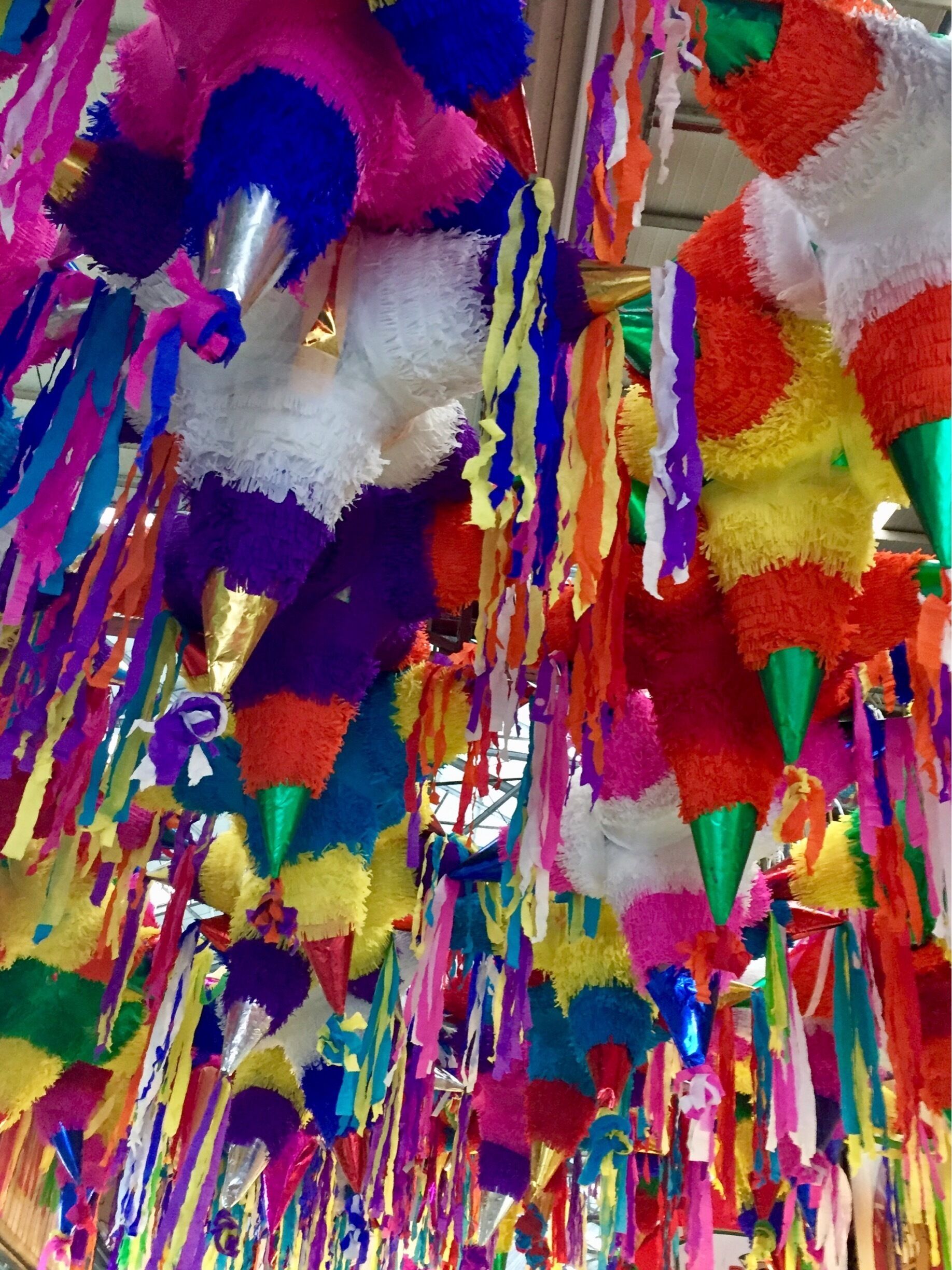 Piñatas for sale in the public market. 