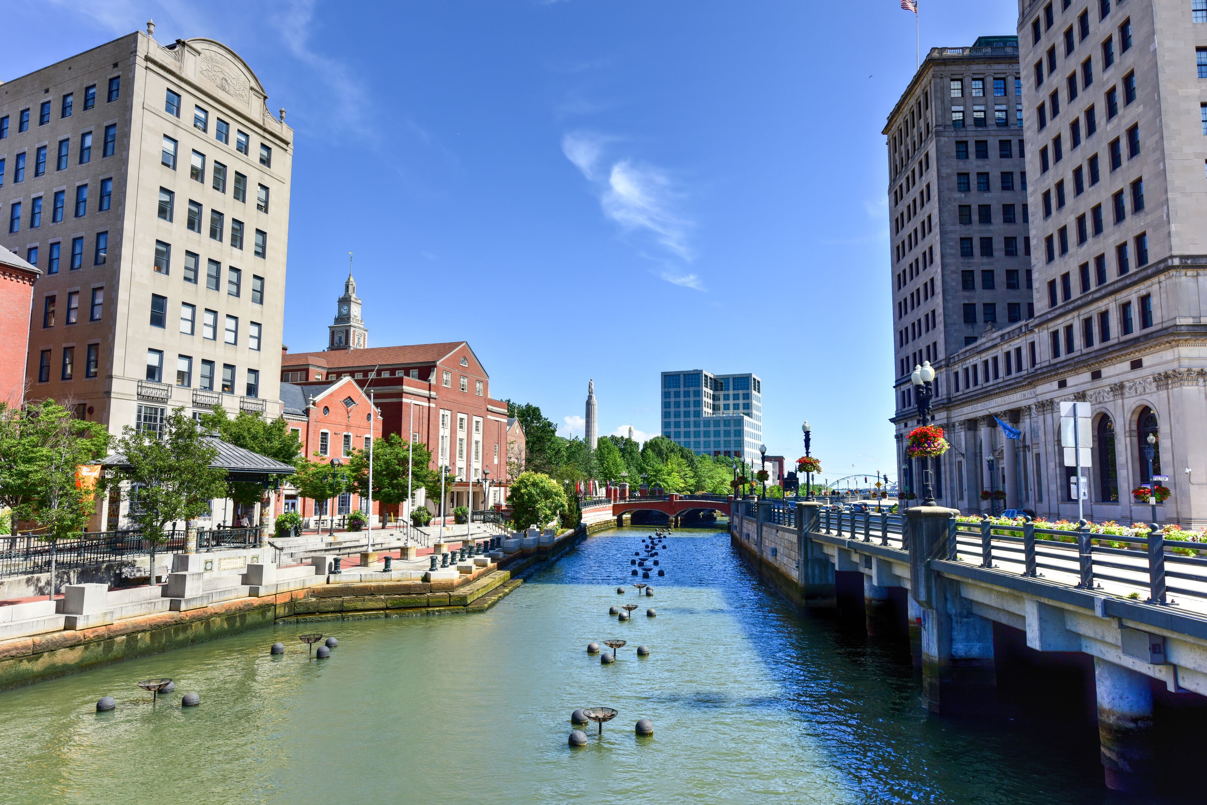 Providence, Rhode Island cityscape at Waterplace Park.