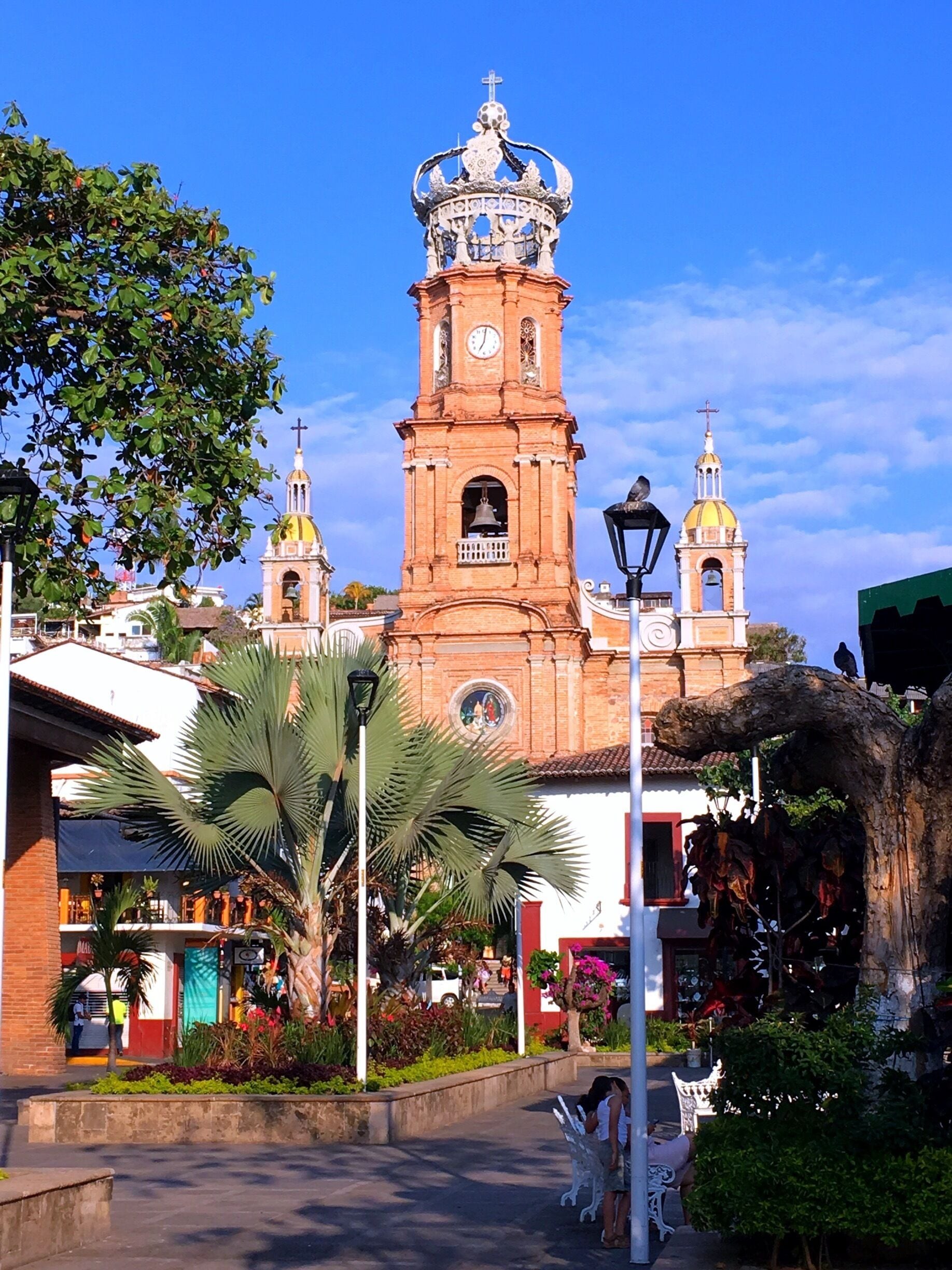 The church in Puerto Vallarta looking across the plaza 