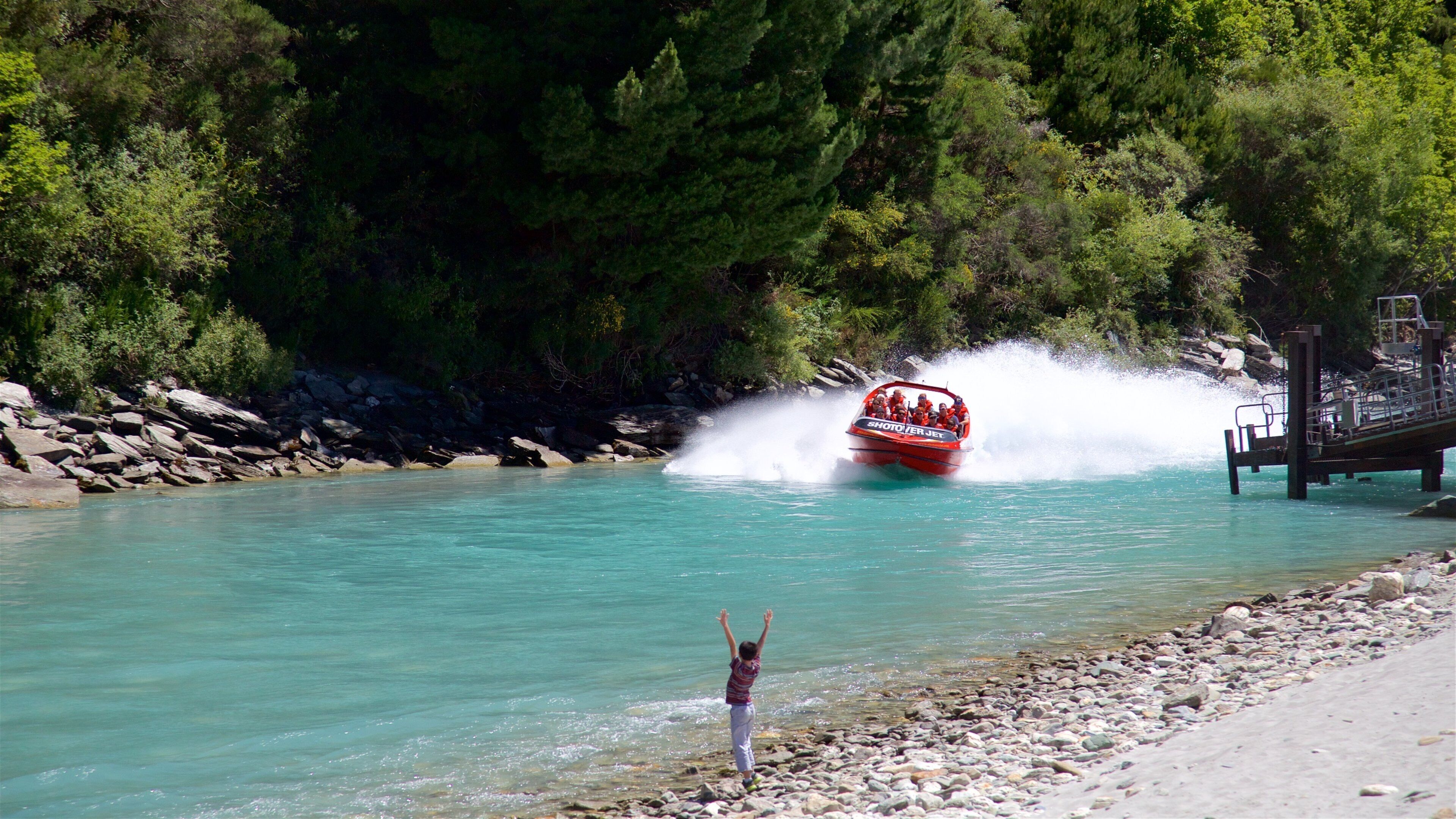 Waitaki District which includes boating and a river or creek as well as an individual femail
