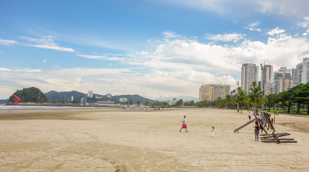 panoramic of Santos city beach on the coast of the state of Sao Paulo, Brazil