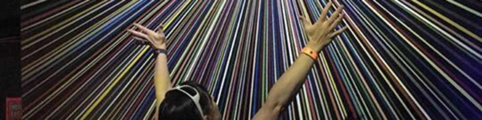 Meow Wolf is one of the coolest, mind-blowing art installations ever! You're trying to figure out what happened to a family by exploring their house (you can touch and use almost everything in it). Crawl through doors and holes into different universes. $18 per visit, but you can spend hours in there! We left physically and mentally tired from taking in so much!