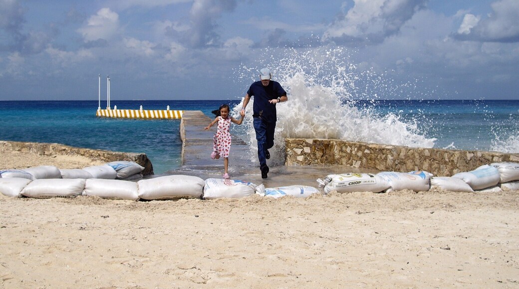 Trying to beat the waves in Cozumel, Mexico.