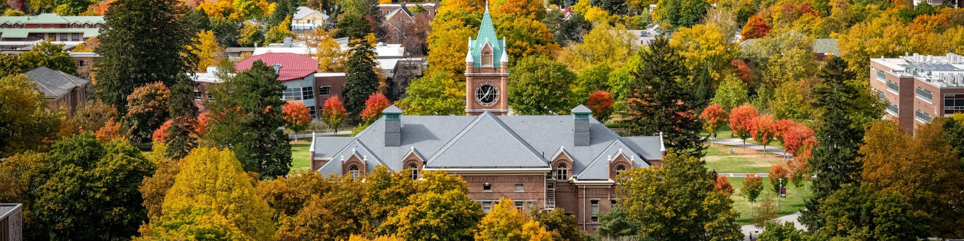 View of UM bell tower from Mount Sentinel in Missoula, Montana