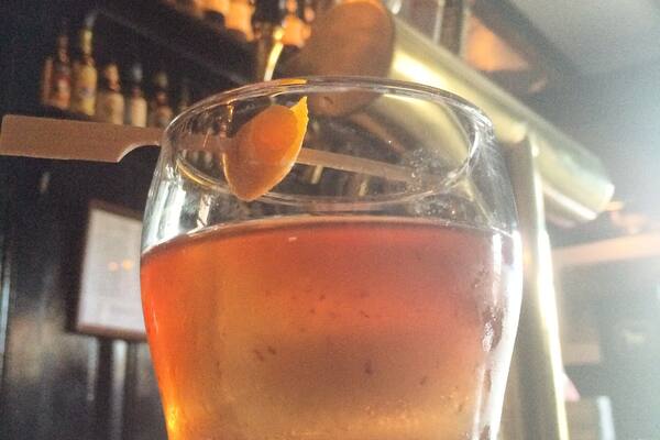 An old fashion in the oldest tavern in America. As an old fashioned lover, this has been the best. And not just because I walked 3 miles for it! The recipe is with a walnut bitters, soaked cherries in brandy and with a cinnamon simple syrup ... I have to cut myself off after two!