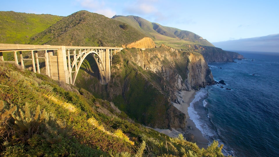Monterey showing rocky coastline, general coastal views and a bridge