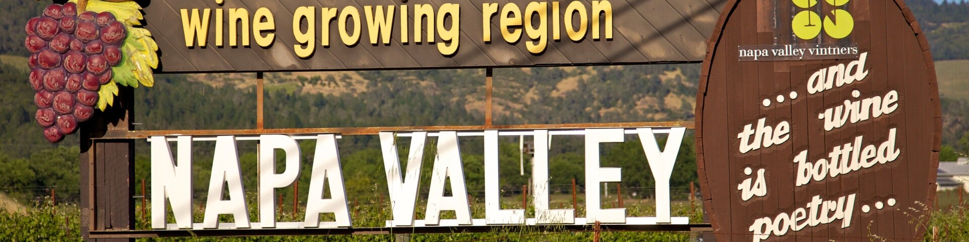 Napa Valley featuring farmland and signage