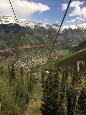 View of Telluride from the gondola coming down from Mountain Village