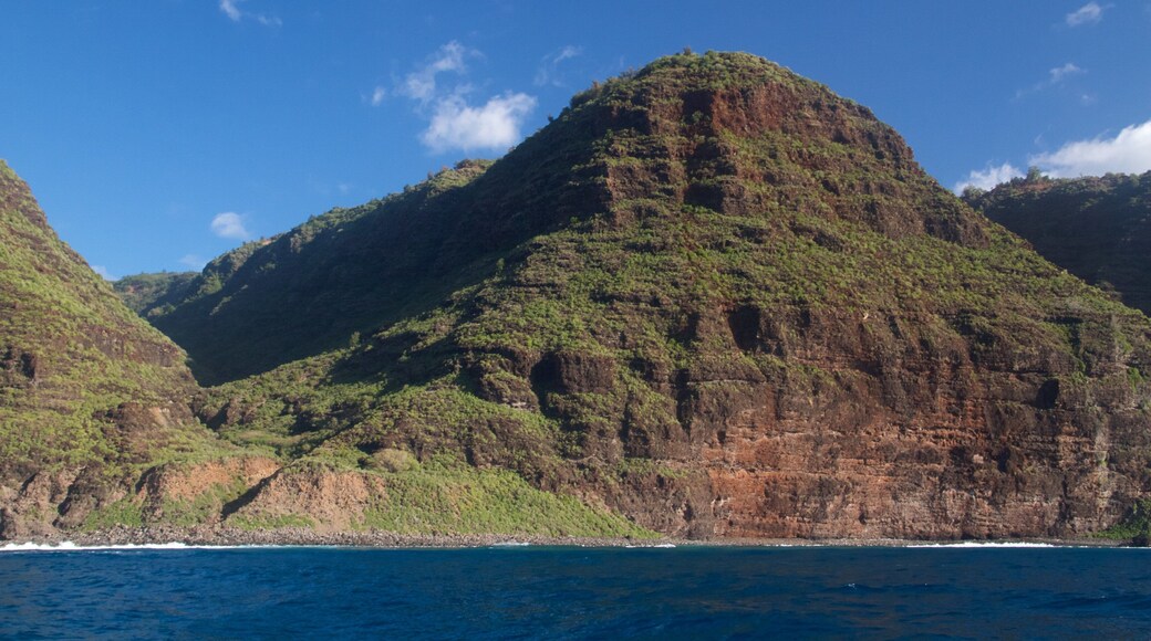 Kauai som viser fjell, kyst og øylandskap