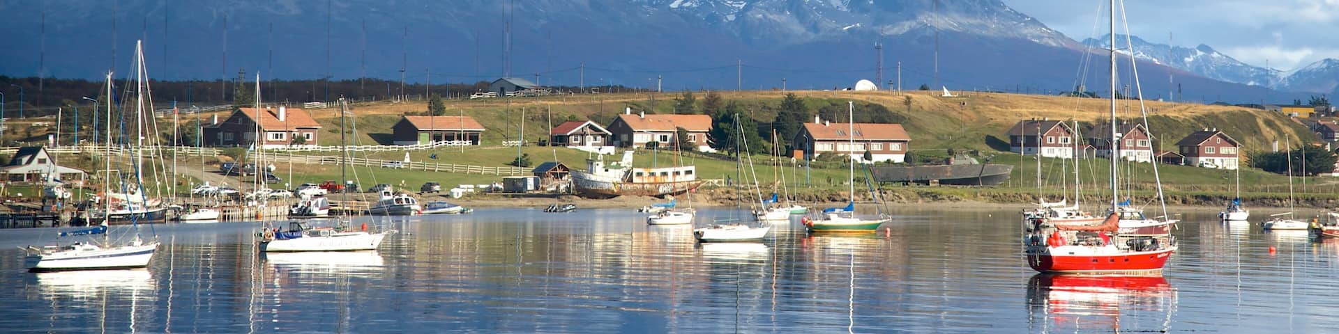 Ushuaia Port featuring landscape views, a bay or harbor and a lake or waterhole