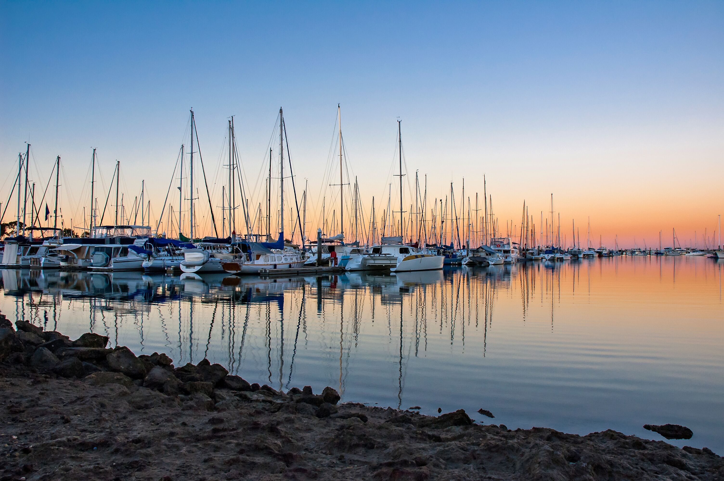 Beautiful Landscape of Manly Boat Marina at Brisbane, Queensland, Australia
