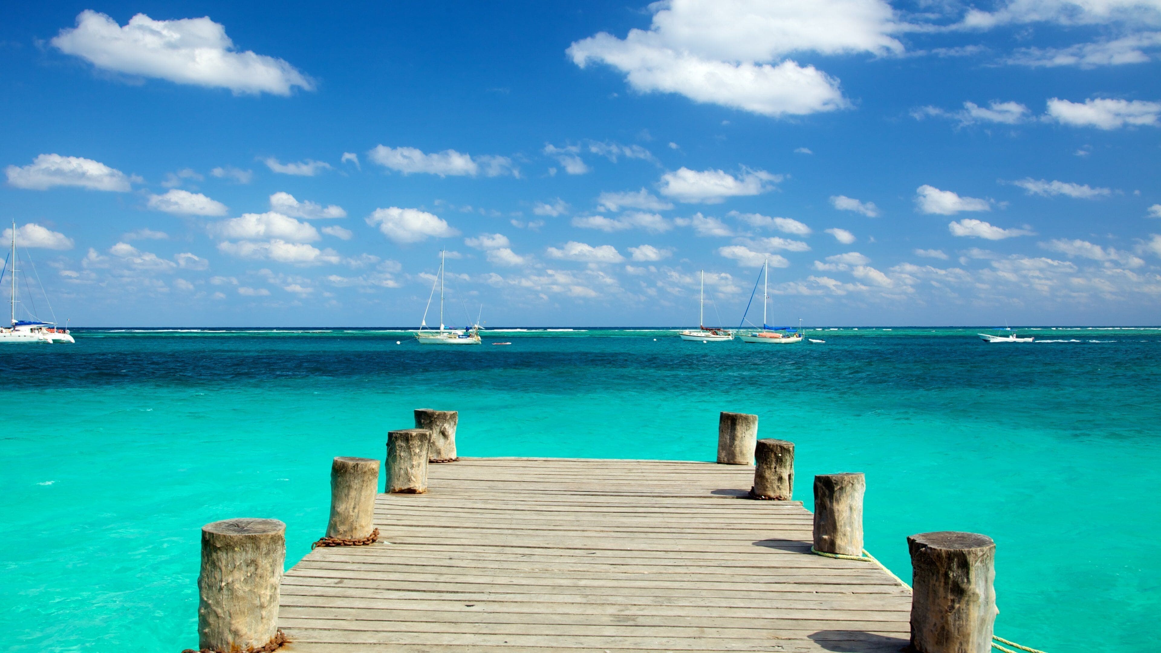 Puerto Morelos showing a bay or harbor, landscape views and boating