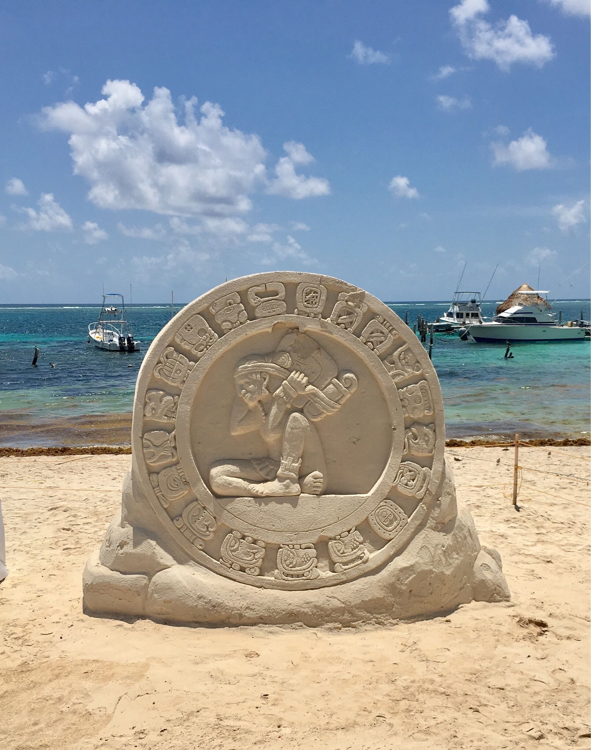Sand sculpture of Mayan calendar. Truly a work of art!