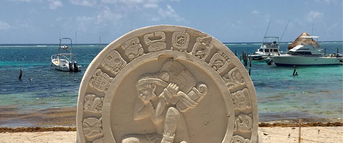 Sand sculpture of Mayan calendar. Truly a work of art!