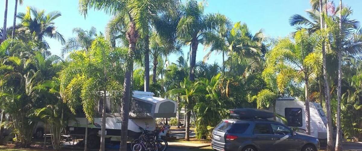 $63 per night for our powered campsite under the palm trees at Cairns Coconut Holiday Resort. It is a great park, especially for kids.