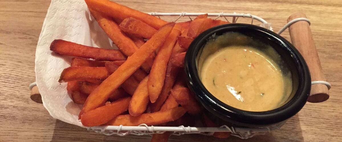 Give this original creation a try when you here. Sweet Potato fries with salted egg dip :)
