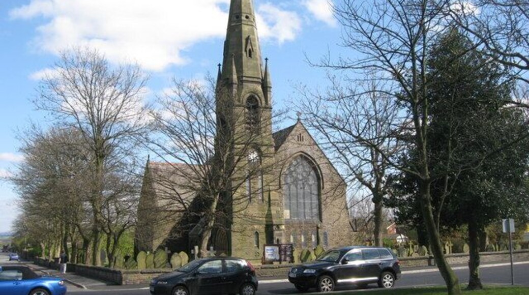 St Andrew's parish church, Radcliffe, Greater Manchester, seen from the west