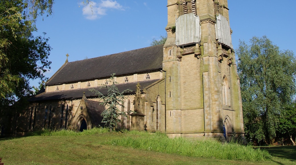St John the Evangelist's parish church, Oldham Road, Failsworth, Greater Manchester, seen from the west