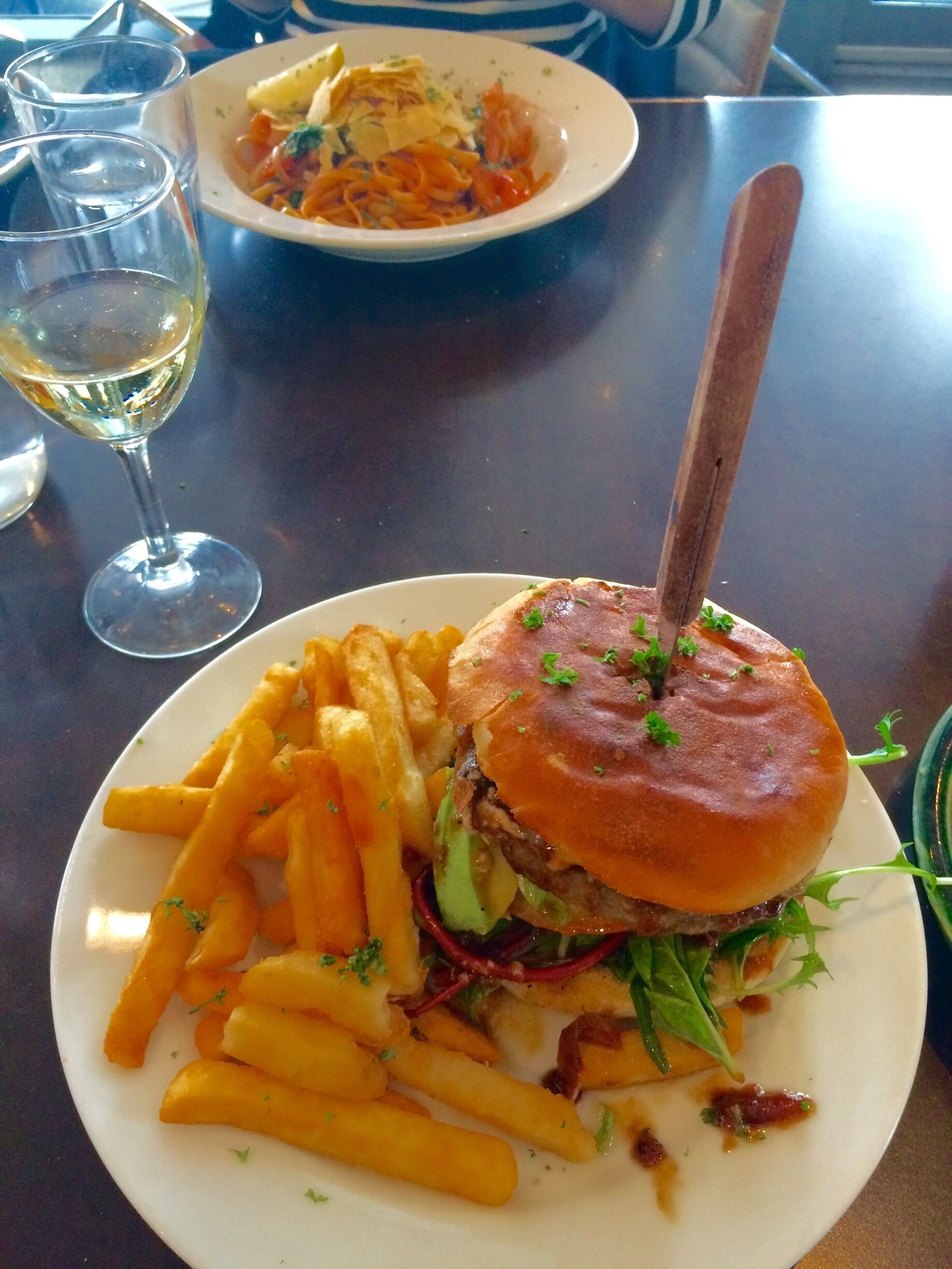 Taylor's burger 
Wait was a bit long 
Prefer their breakfast more. 
$18