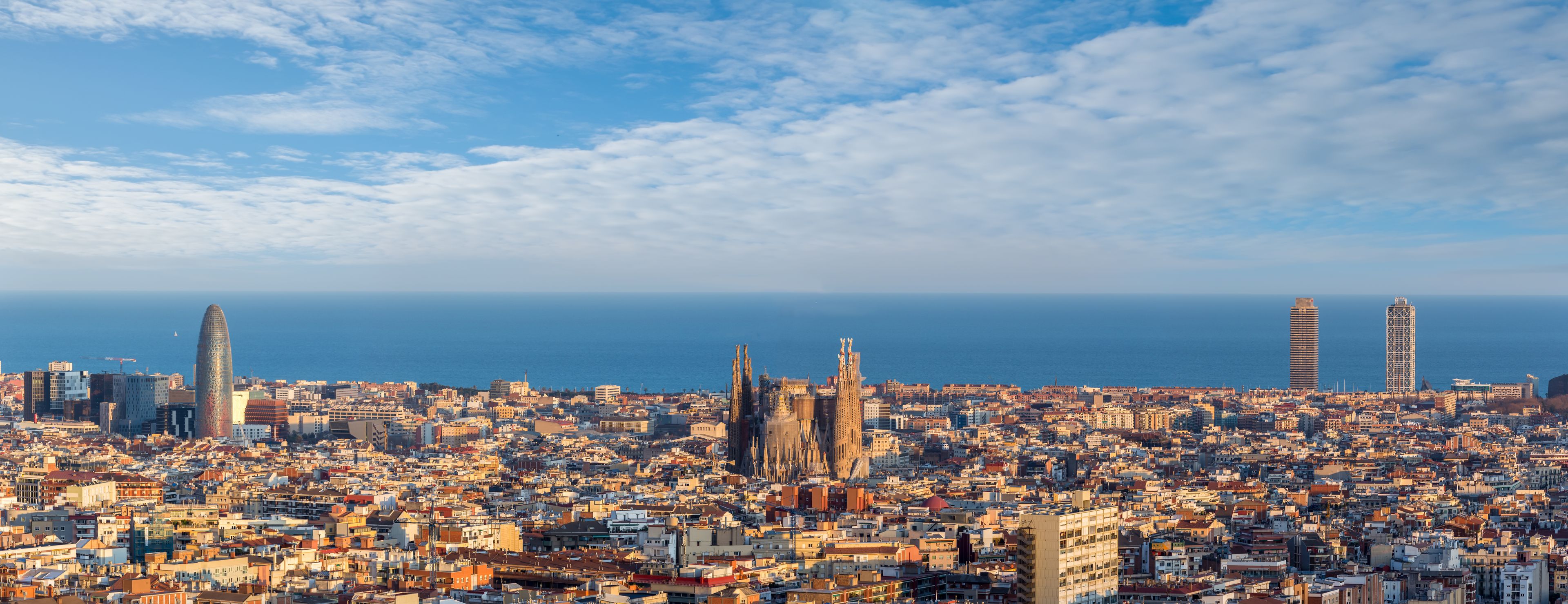 Sagrada Familia and panorama view of barcelona city,Spain