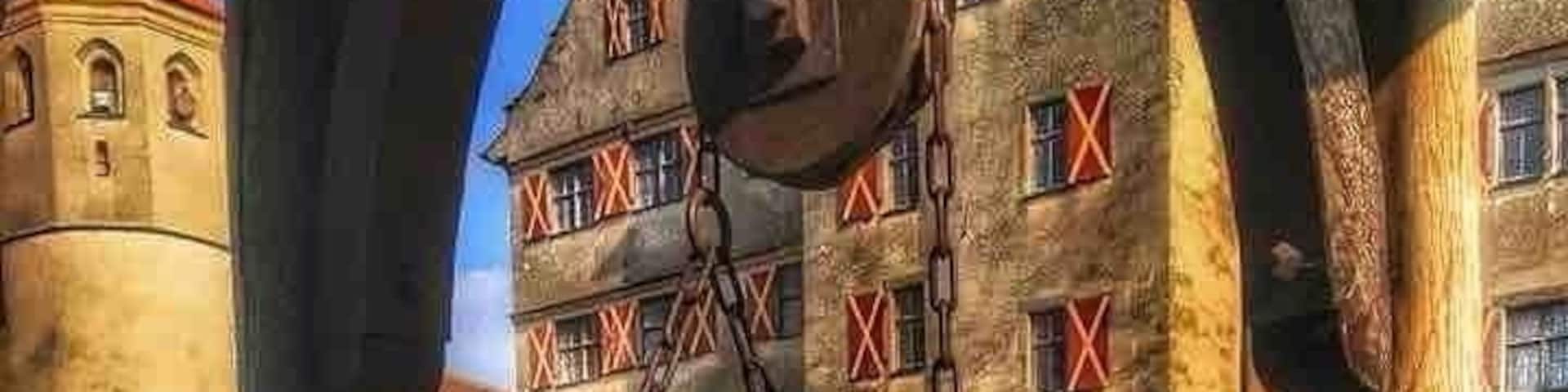 The Harburg Castle is one of the largest, best-preserved castles in all of Germany. Visiting Harburg and the Harburg Castle is like stepping back into the Middle Ages! Harburg Castle is one of the jewels of the Romantic Road. Wonderfully preserved, the castle sits high on a hill and overlooks the town for which it's named.
It is unclear when the first structure was erected, but the castle was first mentioned in a document in 1150. However, historians believe that portions of the castle may have been built in the 10th and 11th centuries, and Roman remains have been found on the site.
Because of its strategic location, it provided a military stronghold during the reign of the Staufer-Kings from 1079 to 1272. It was referenced in documents in 12th century as the Staufer Imperial Castle. In 1295, the castle was transferred to the Count of Oettingen and it has been in the Oettingen, and later the Oettingen-Wallerstein, families ever since.
The castle complex, including the castle house, chapel, sentry walk (complete with holes through which to pour hot oil on invading marauders!), prison tower, dungeon, and various buildings used to support the inhabitants, is surrounded by a wall supporting six towers. In the center of the complex is a large courtyard with a well.