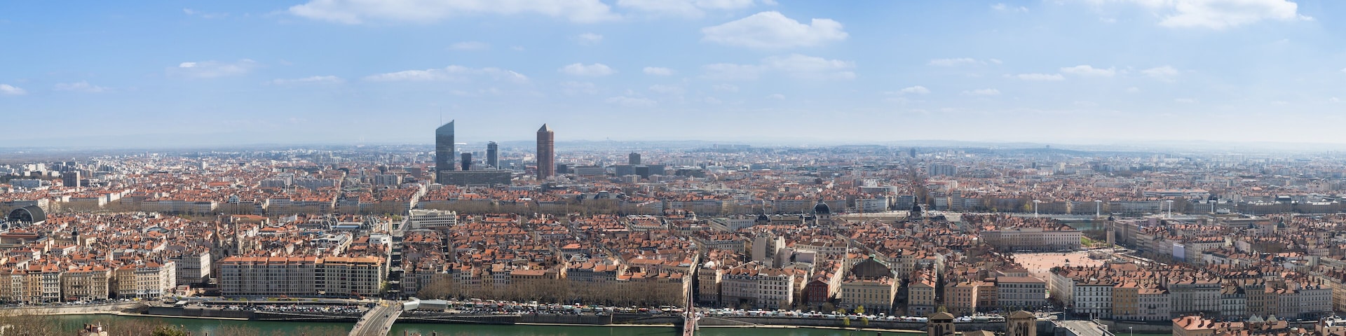 Panoramic view of the city of Lyon, France.