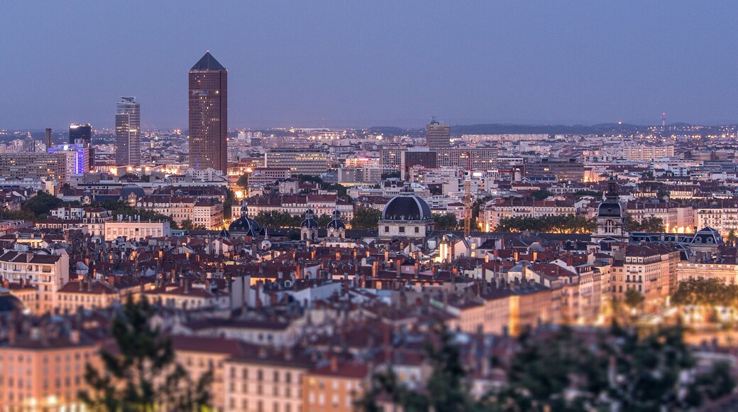 Lyon, panorama nocturne de la ville