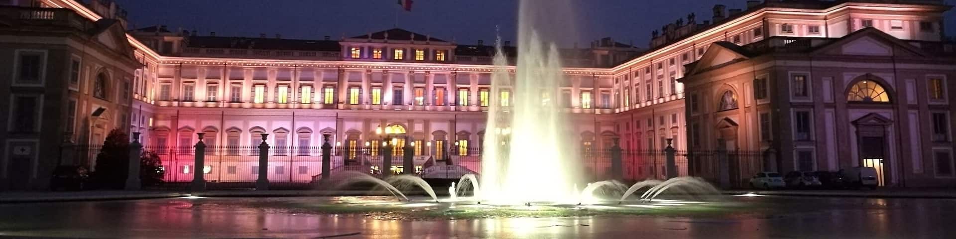 The amazing Royal Villa of Monza by night