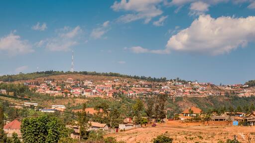 View of the hilly horizon in Nyamirambo, an outlying part of Kigali, Rwanda